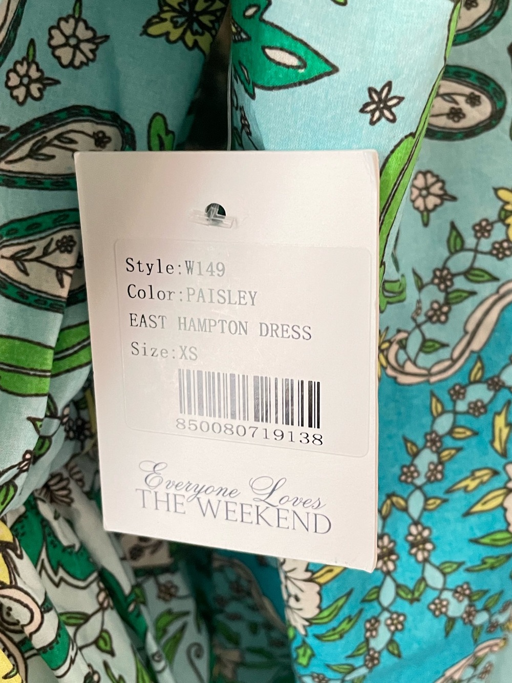 Everyone Loves The Weekend East Hampton Dress 100% Cotton Paisley XS New - Picture 9 of 10